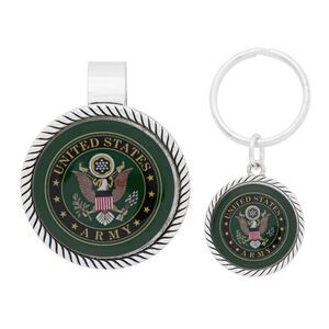 Military United States Army Seal Visor Clip and Keychain Silver Pewter